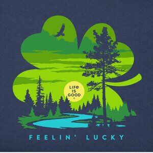 Life is Good 'Feelin Lucky Cloverscape Short Sleeve T-Shirt Women XXL Outdoor